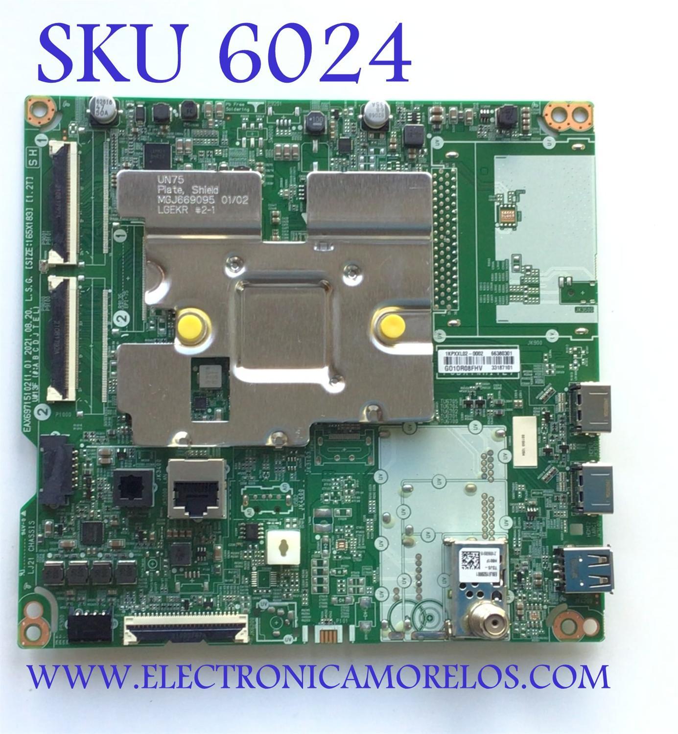 MAIN PARA TV LG / NUMERO DE PARTE EBR66380301 / EAX69715102(1.0) / 33187101 / 1KPXXL02 / GO1OR08FHV / PANEL LVU430BEDX E0021 / DISPLAY HV430QUB-F7D / MODELO 43UP7000PUA.CUSGLH	